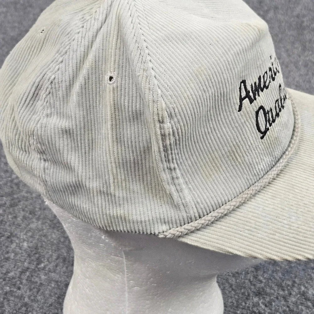 Vintage American Quality Corduroy Hat Gray Patina Advon Inc Snapback Rope 80s